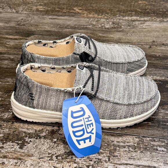 Hey Dude Loafers Shoes Womens Size 6 Wendy Stretch Yin Yang Gray Comfy‎ NEW - Picture 6 of 10